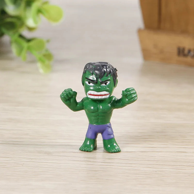 12 Pcs/Set New Q Avengers Mini Figures Hulk Thor Spider Man Action Figure Toys Superhero Model Toys For Children Christmas Gifts