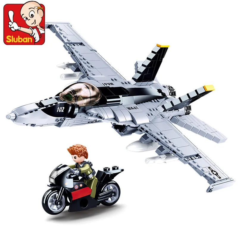 Aviation Military Building Blocks Air Force F/A-18E Super Hornet Fighter Helicopter Aircraft Plane War Weapon Bricks Kids Toys