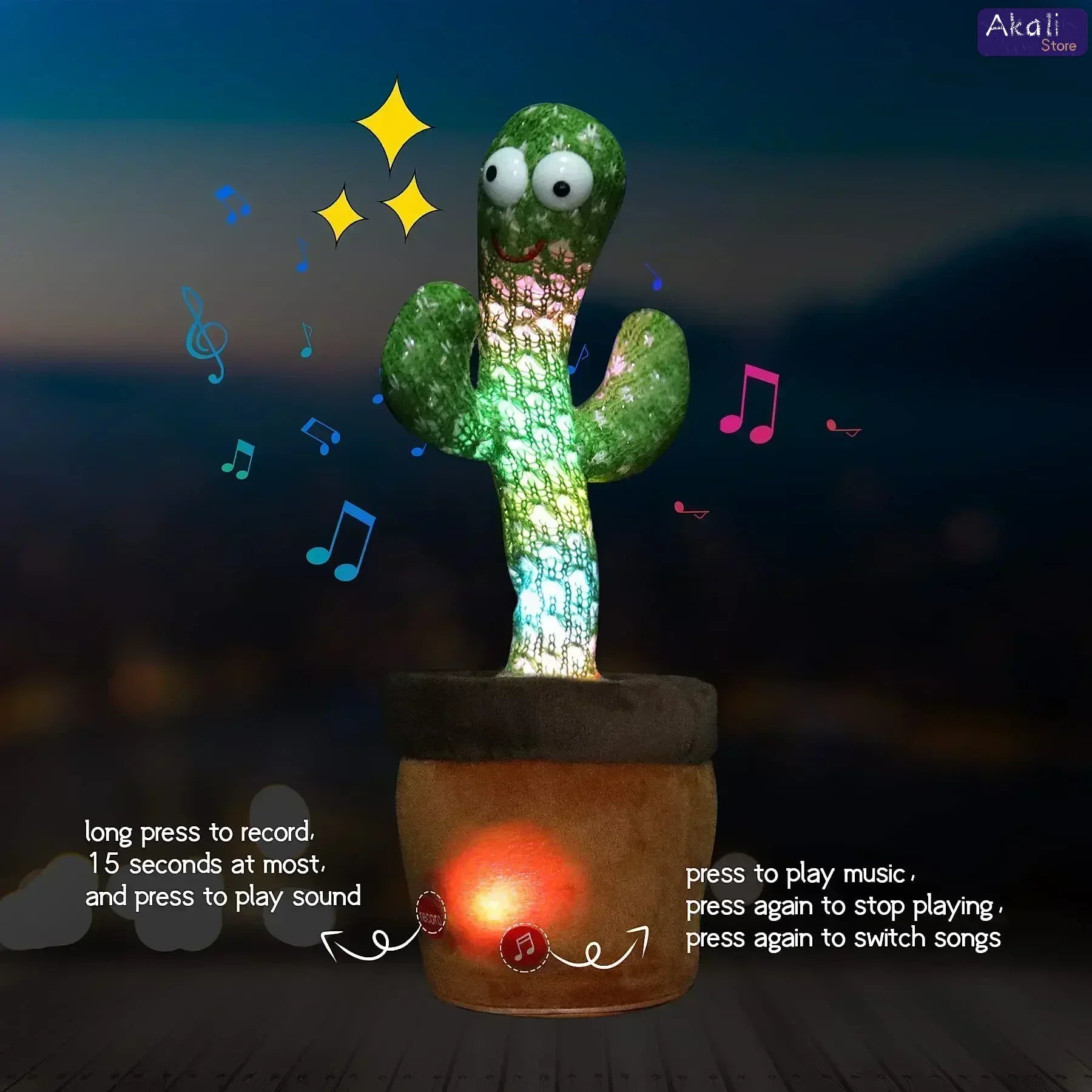 Talking Cactus Toy with Lights