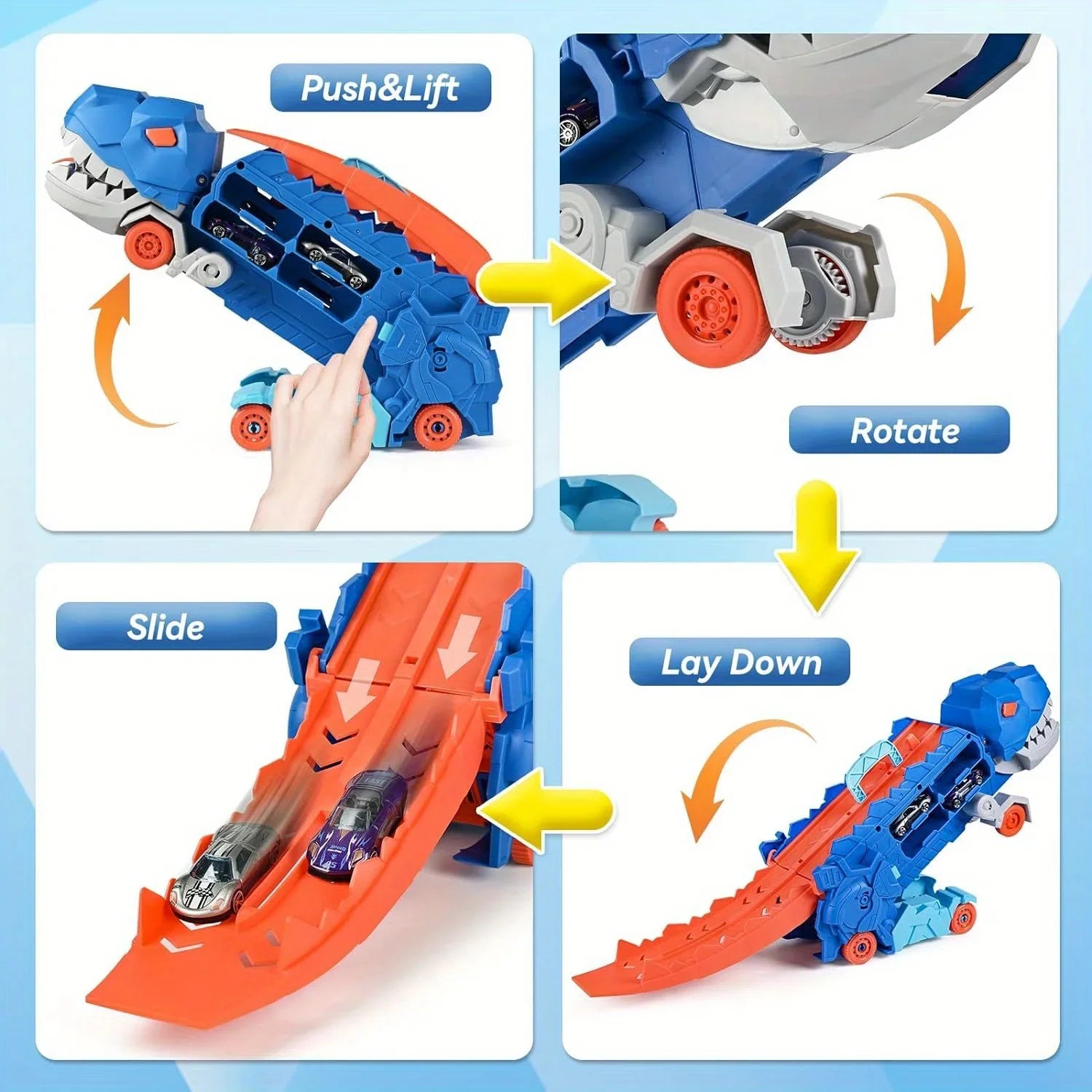 Transforming Dinosaur Truck with Race Track