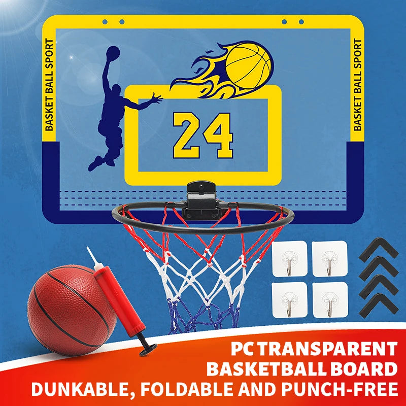 Wall-Mounted Foldable Basketball Hoop for Kids