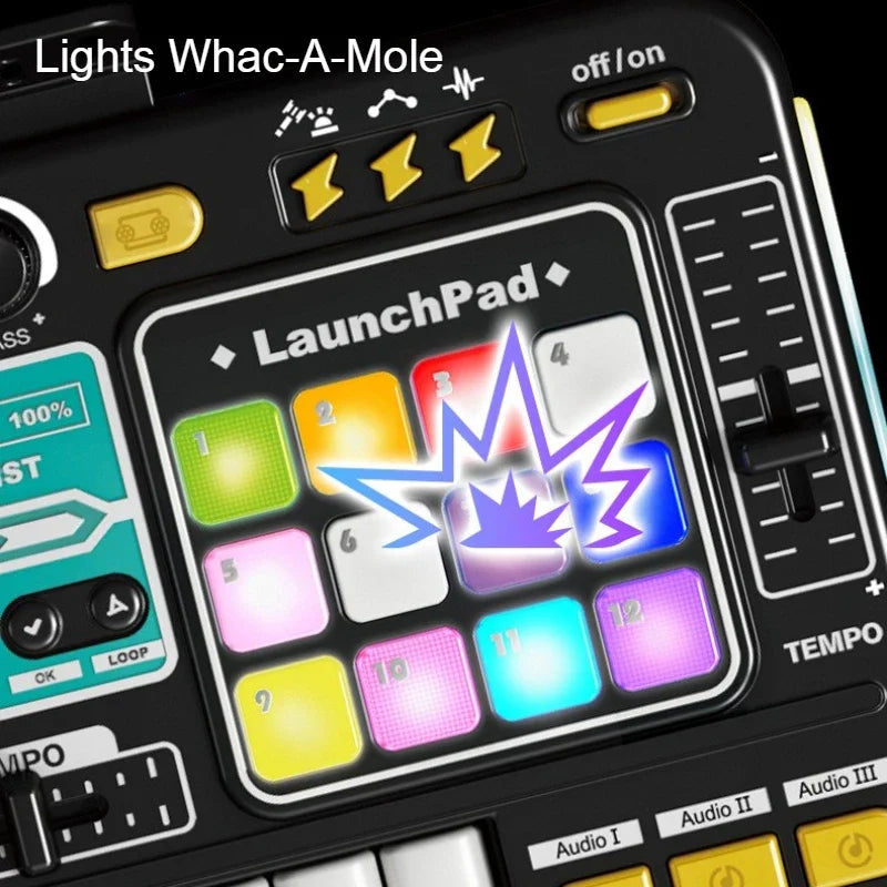 Kids DJ Mixer Music Toy with Microphone & LED Lights