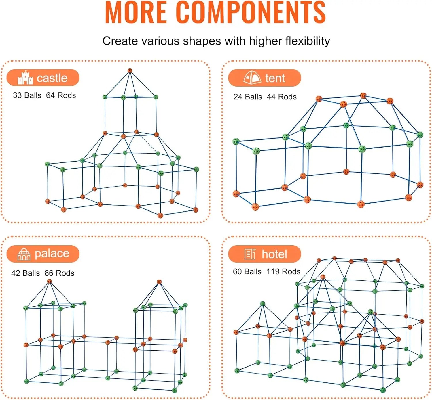 180PCS Fort Building Kit