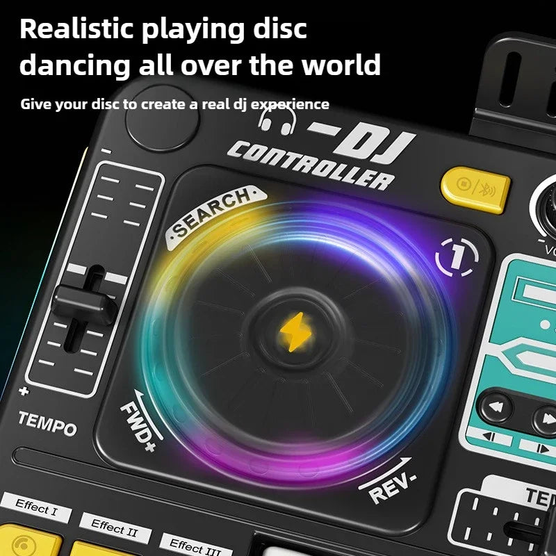 Kids DJ Mixer Music Toy with Microphone & LED Lights