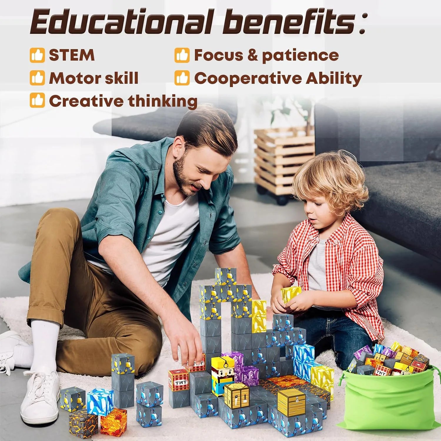 Magnetic Building Blocks Mine World Magnet Cube Set
