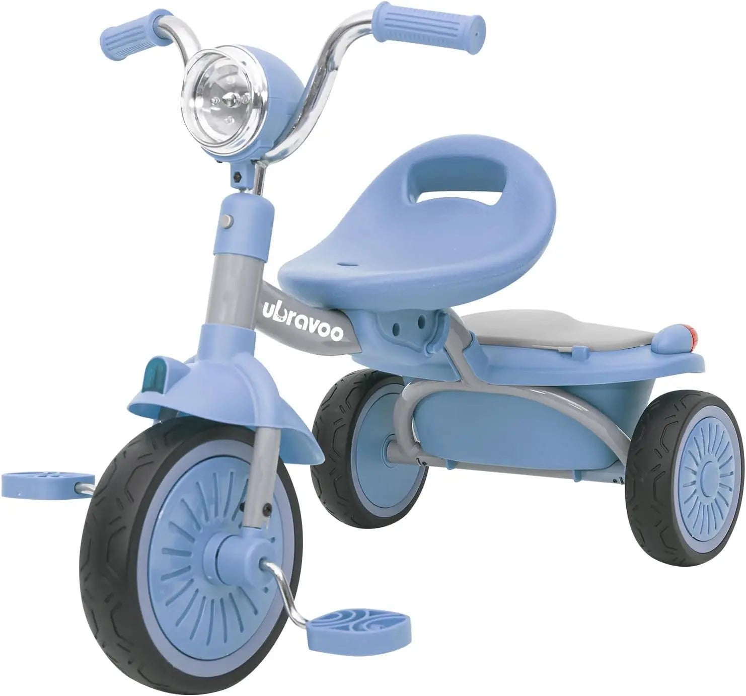 UBRAVOO Foldable Baby Tricycle with Pedals & Shock-Absorbing PU Wheels