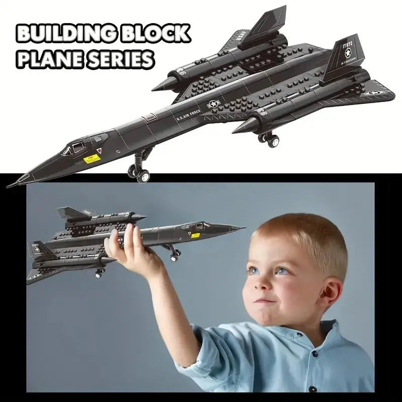 Military SR-71 Blackbird Reconnaissance Aircraft Space Building Blocks