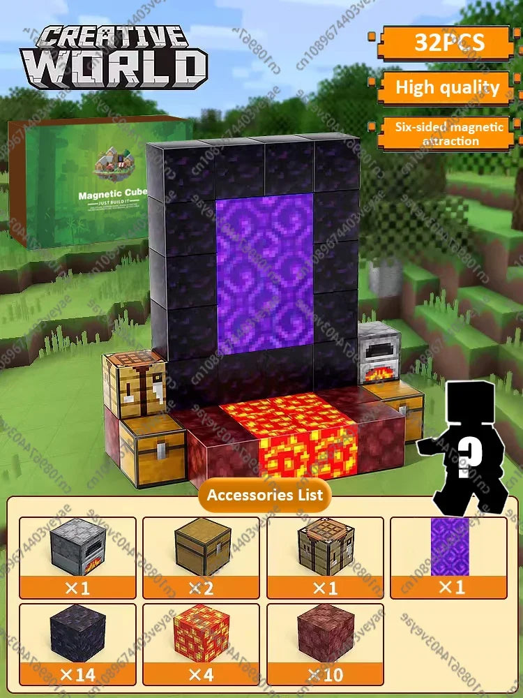 Magnetic Building Blocks Mine World Magnet Cube Set