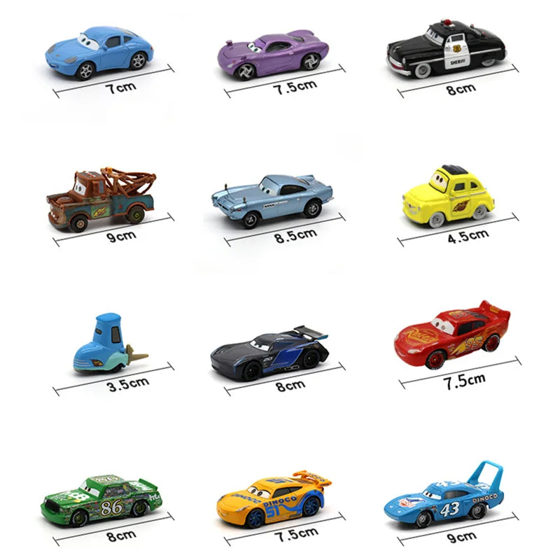 Cars Disney Pixar Lightning McQueen, Mater, Jackson Storm, The King 1:55 Metal Alloy Car Model Toy Gift for Kids