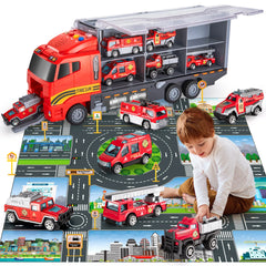 Kids Transport Truck & Fire Car Model Set