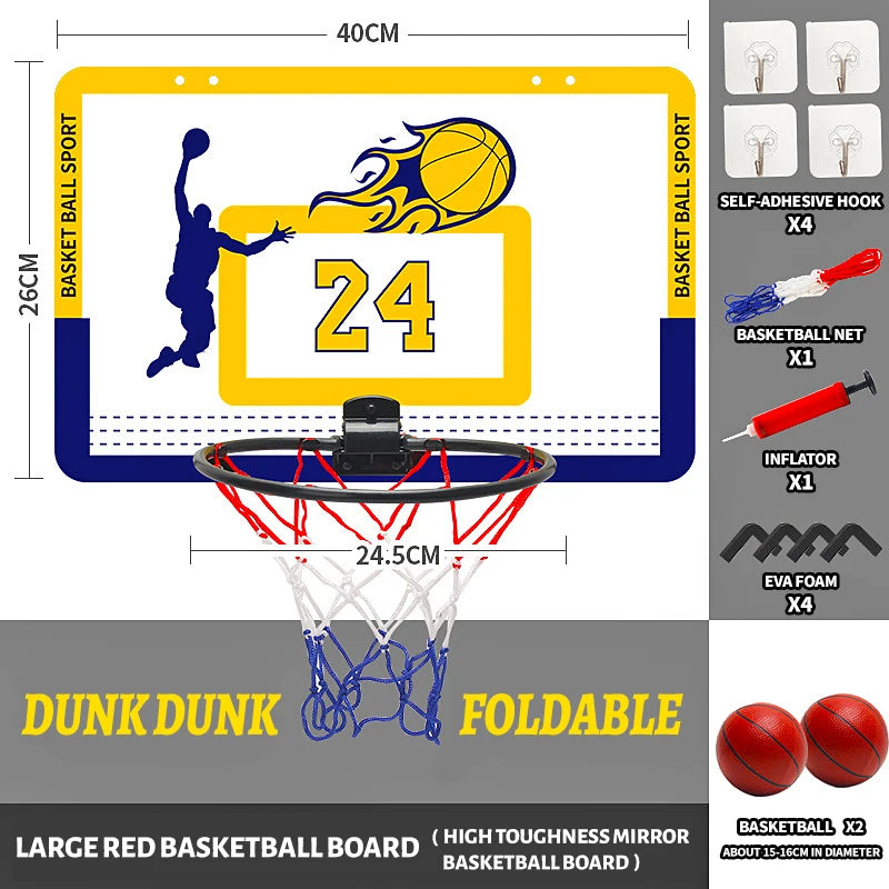 Wall-Mounted Foldable Basketball Hoop for Kids