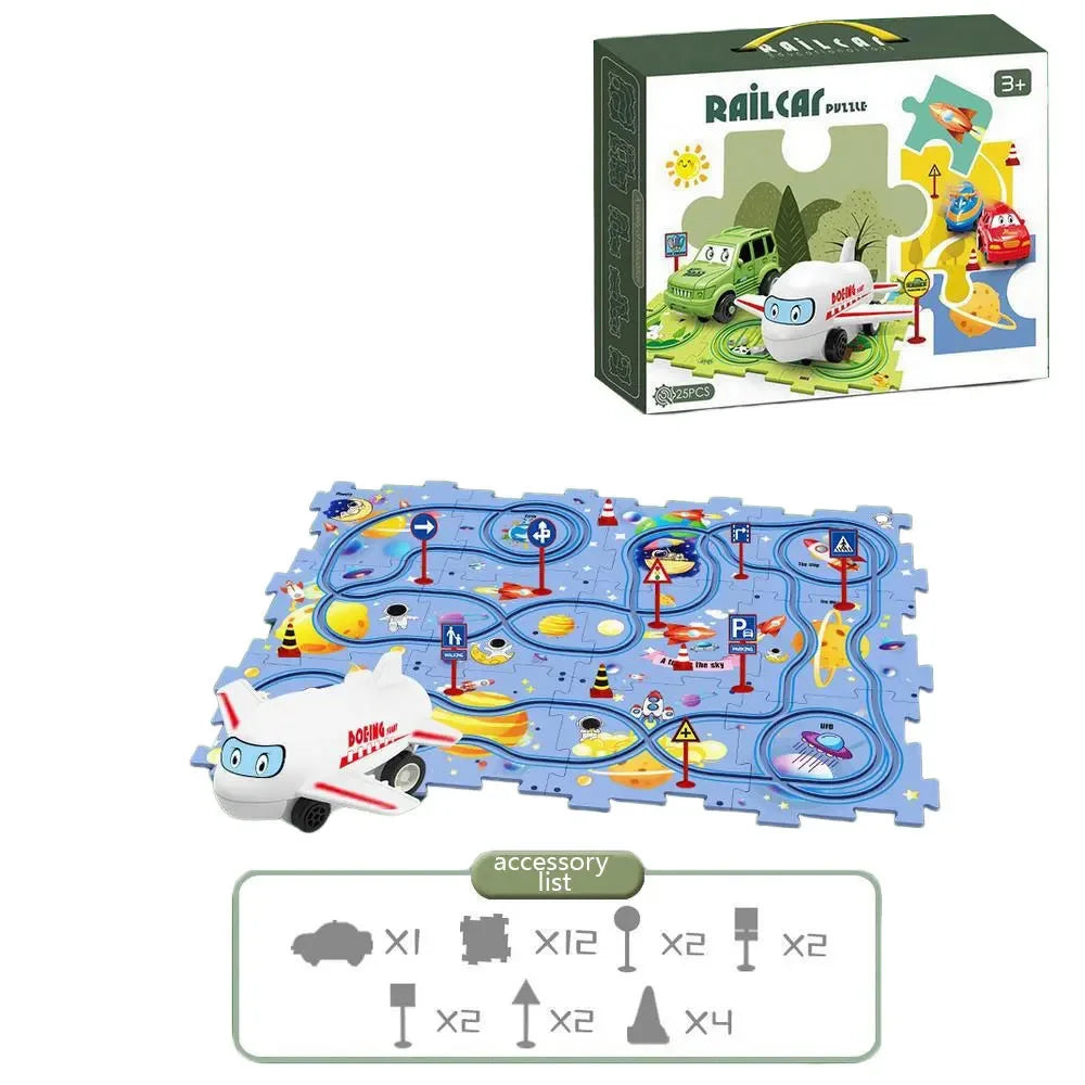 Puzzle Racer Kidas Car Track Set Plastic Floor Puzzles for 3 4 5 6 Year Old Boys Montessori Toys Brain Toys 2024 NEW