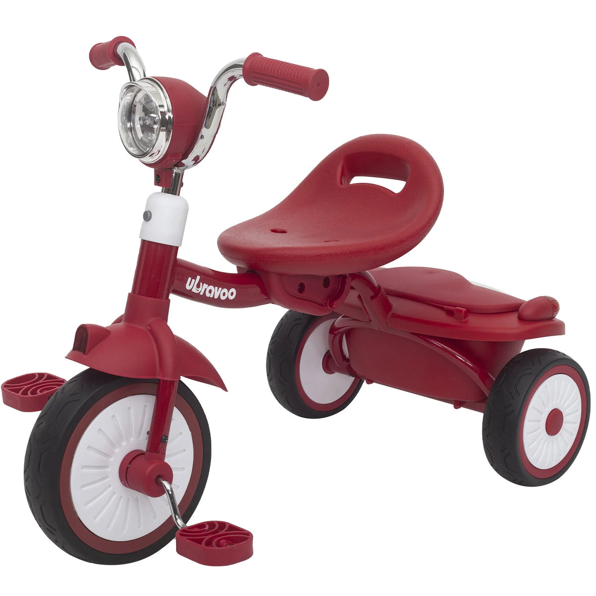 UBRAVOO Foldable Baby Tricycle with Pedals & Shock-Absorbing PU Wheels
