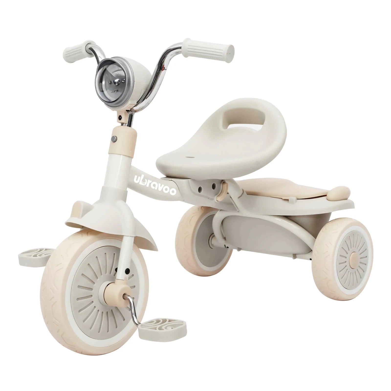 UBRAVOO Foldable Baby Tricycle with Pedals & Shock-Absorbing PU Wheels