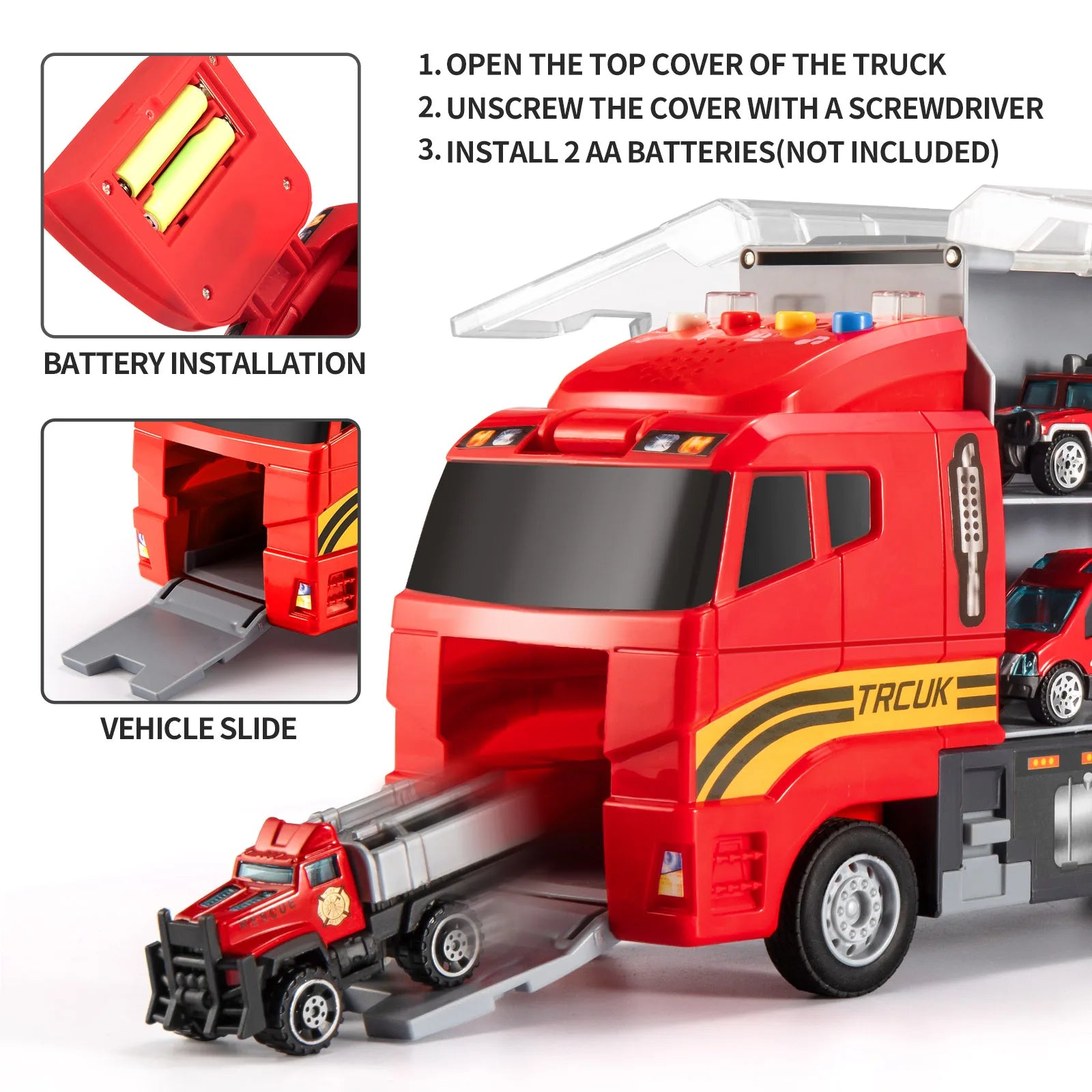Kids Transport Truck & Fire Car Model Set