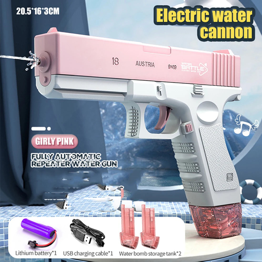 Rechargeable Electric High-Pressure Water Gun for Kids & Adults