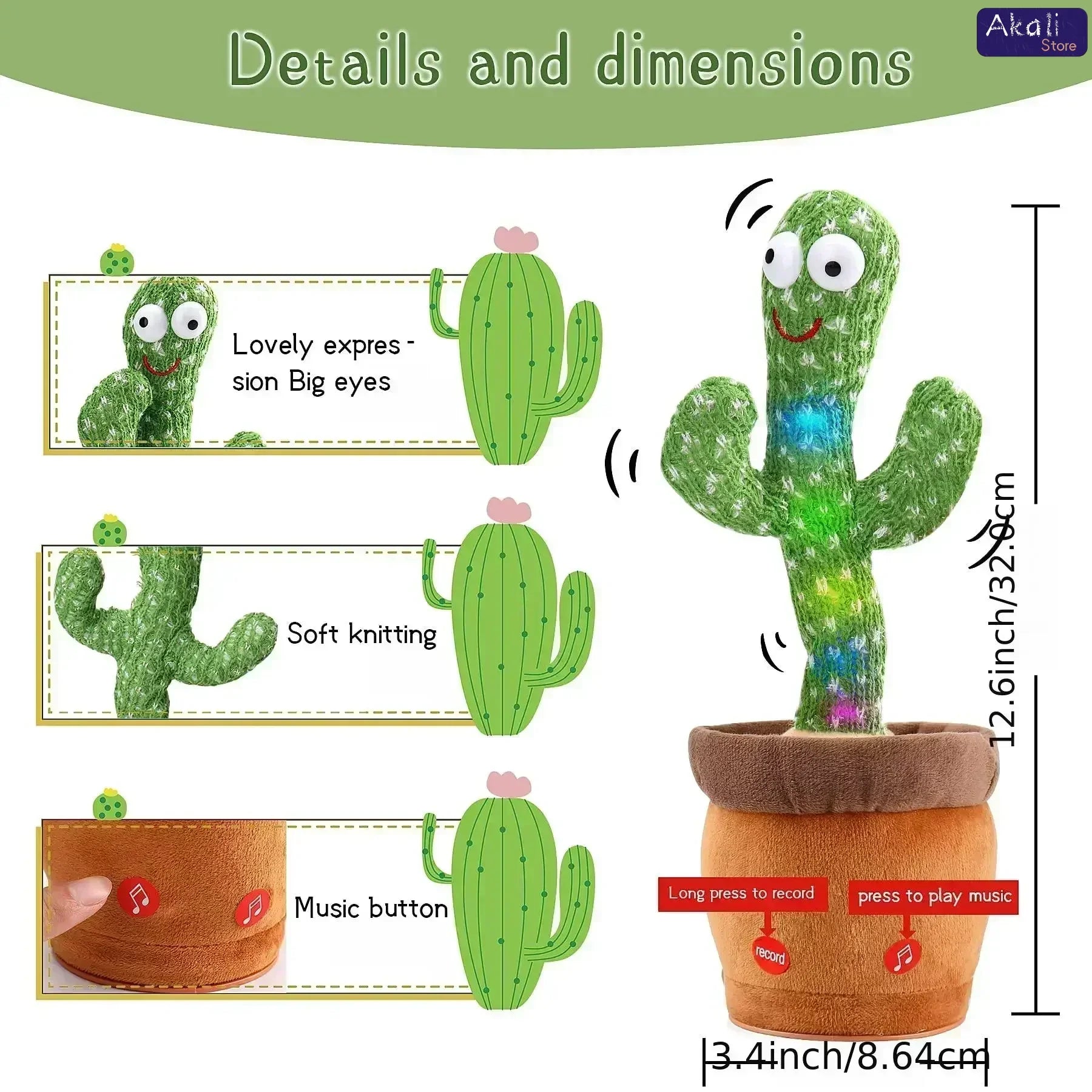 Talking Cactus Toy with Lights