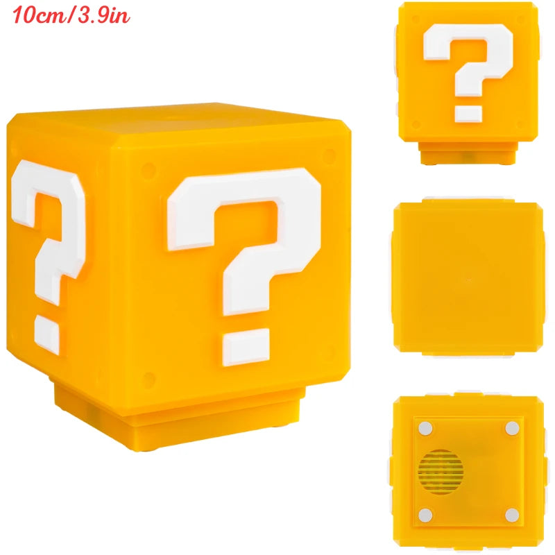 Anime Mario Bros Figure Toys Question Mark Block, Super Star, Mushroom, Koopa Troopa LED USB Rechargeable Table Lamp Model Gift