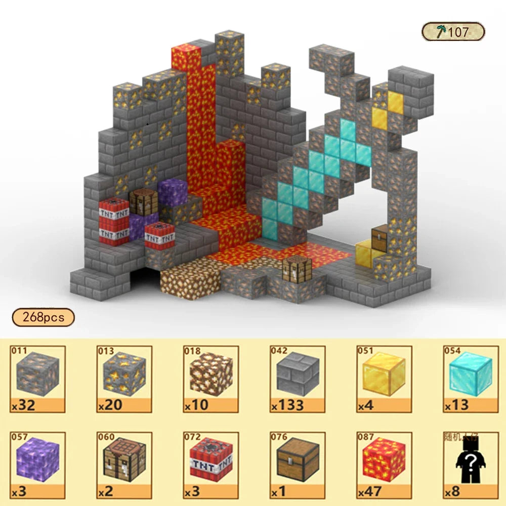 Magnetic Building Blocks Mine World Magnet Cube Set