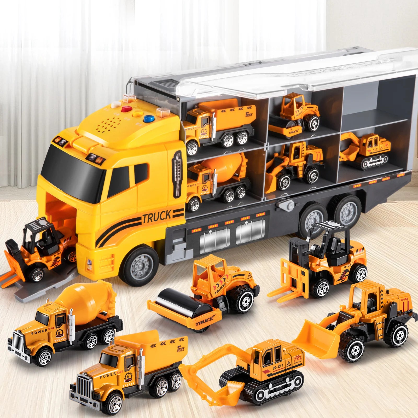 Kids Transport Truck & Fire Car Model Set