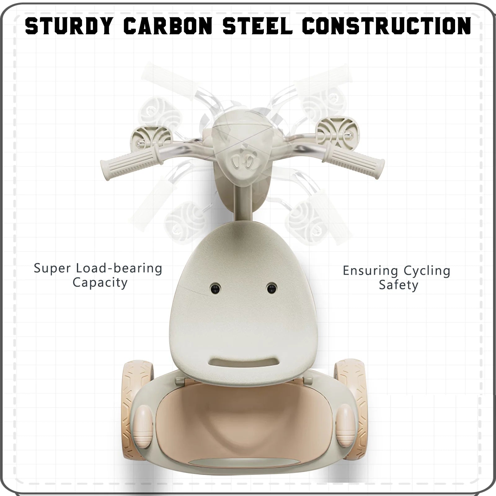 UBRAVOO Foldable Baby Tricycle with Pedals & Shock-Absorbing PU Wheels