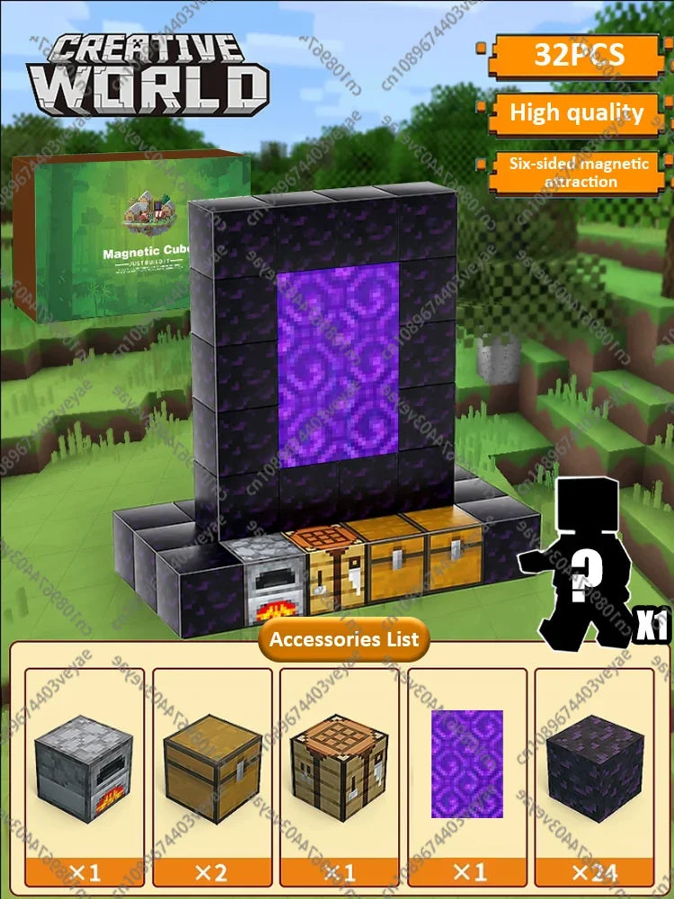 Magnetic Building Blocks Mine World Magnet Cube Set