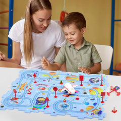 Puzzle Racer Kidas Car Track Set Plastic Floor Puzzles for 3 4 5 6 Year Old Boys Montessori Toys Brain Toys 2024 NEW