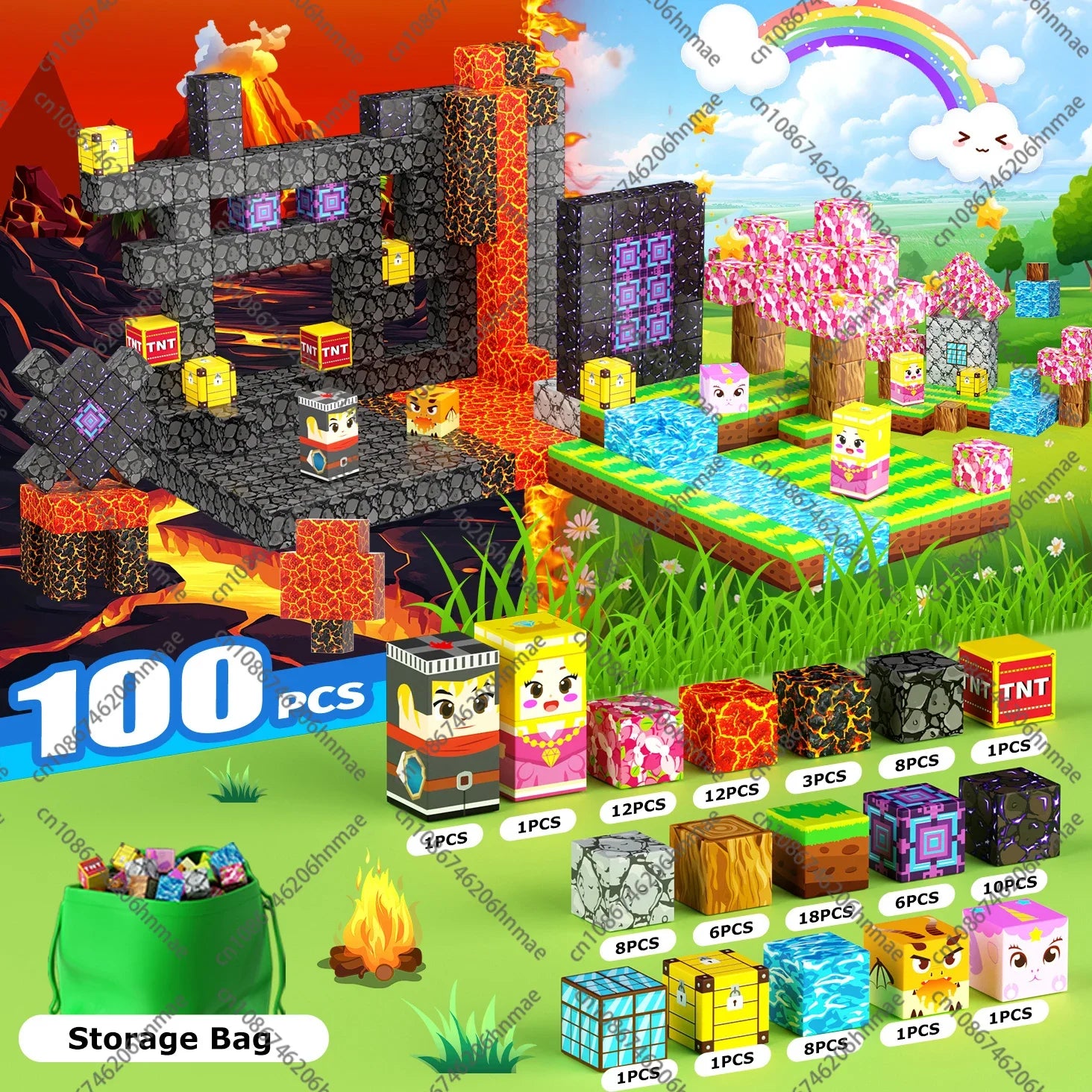 Magnetic Building Blocks Mine World Magnet Cube Set