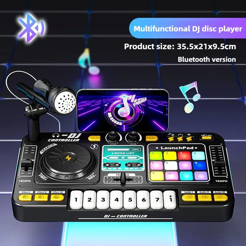 Kids DJ Mixer Music Toy with Microphone & LED Lights