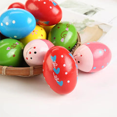 5PCS Wooden Egg Shakers Musical Instruments Baby Kids Preschool Early Educational Montessori Toys Party Favors Classroom Prizes
